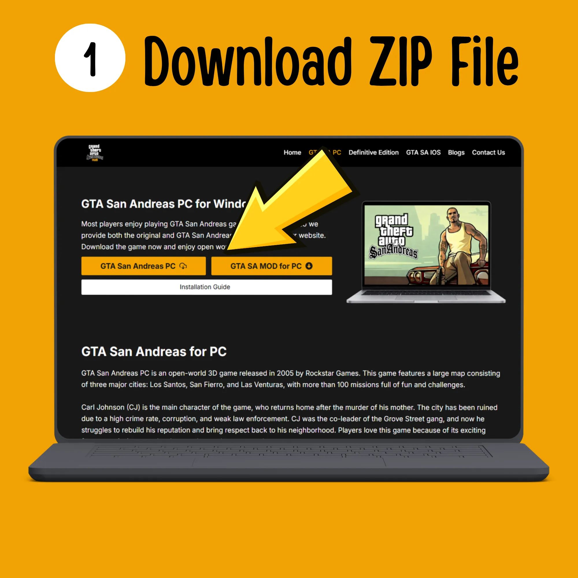 Download GTA San Andreas PC Game ZIP File on Computer