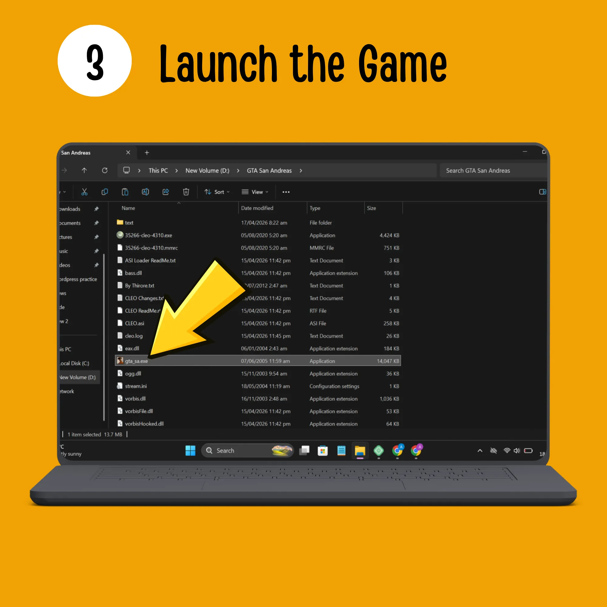 Run GTA San Andreas PC EXE File to Start Installation