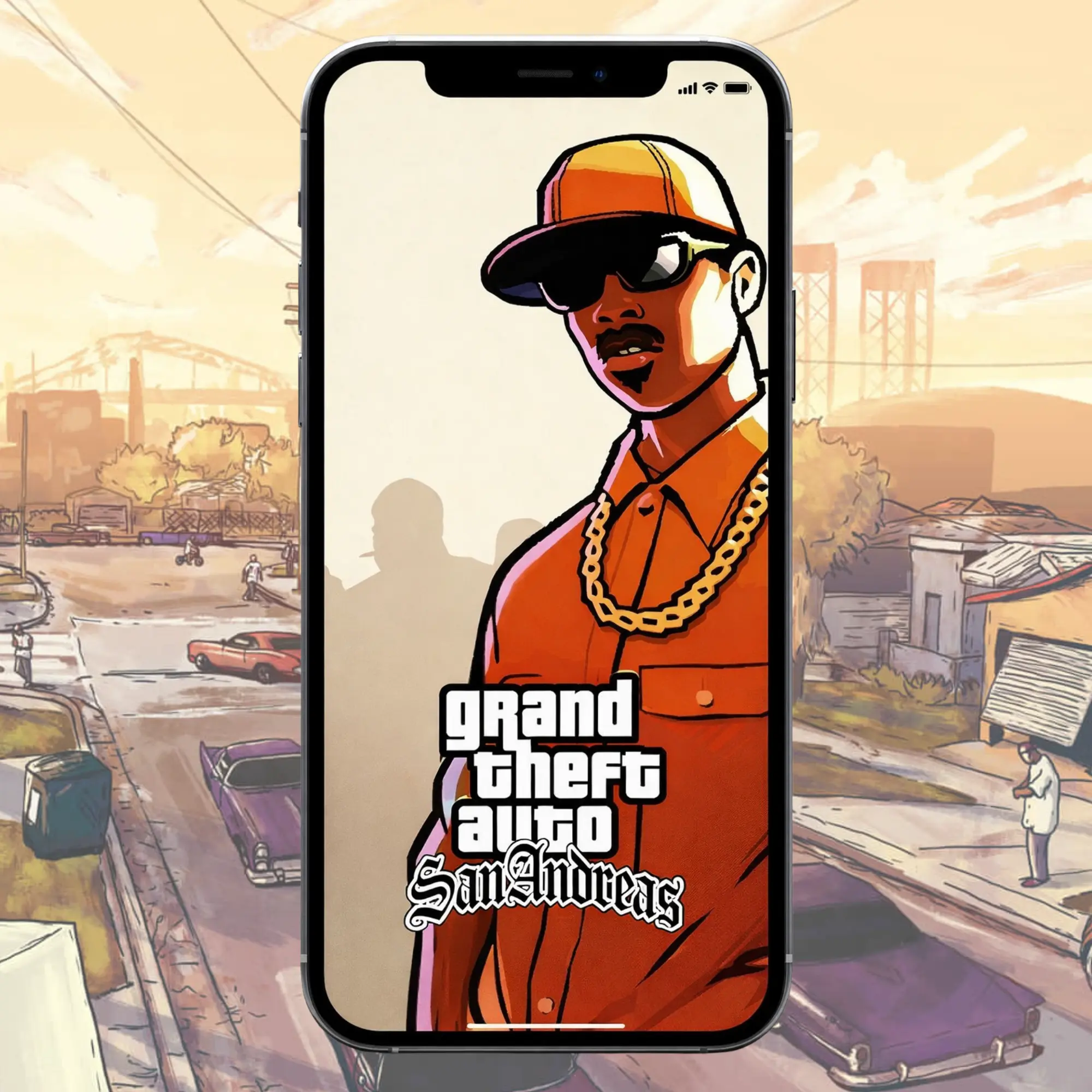 GTA San Andreas Character Holding iOS Device